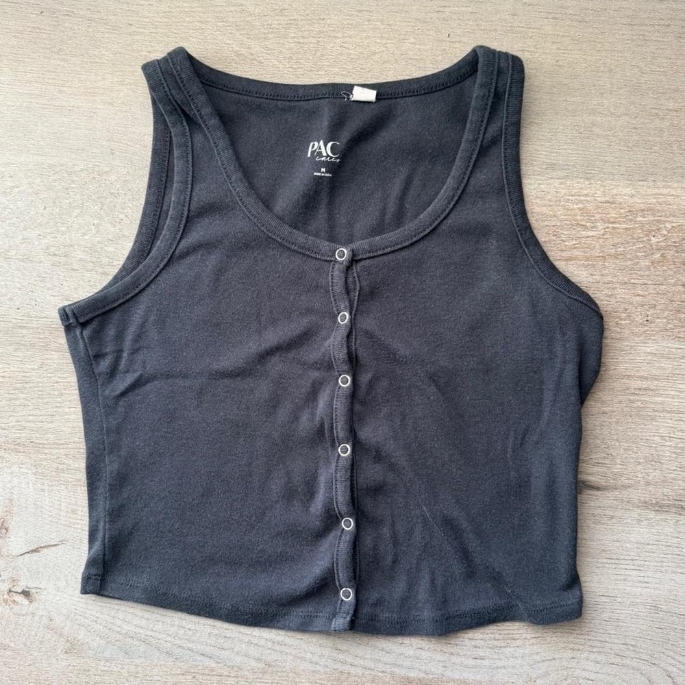 PacSun Black Button-Up Crop Top